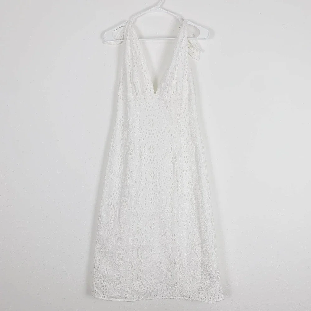 Keepsake White Harmony Eyelet Lace‎ Sleeveless Midi Sheath Dress - Picture 4 of 7